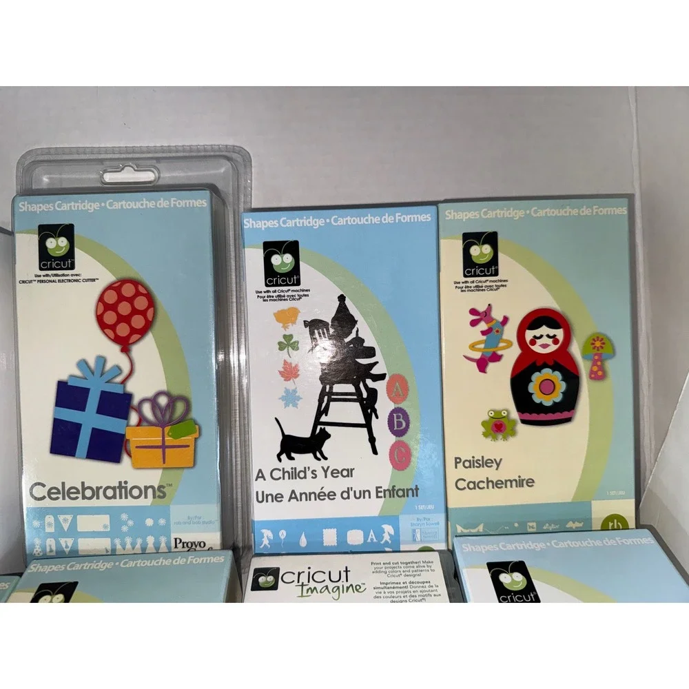 Cricut Cartridge Lot of 20 Shapes Fonts Solutions Imagine Expression Provo Craft